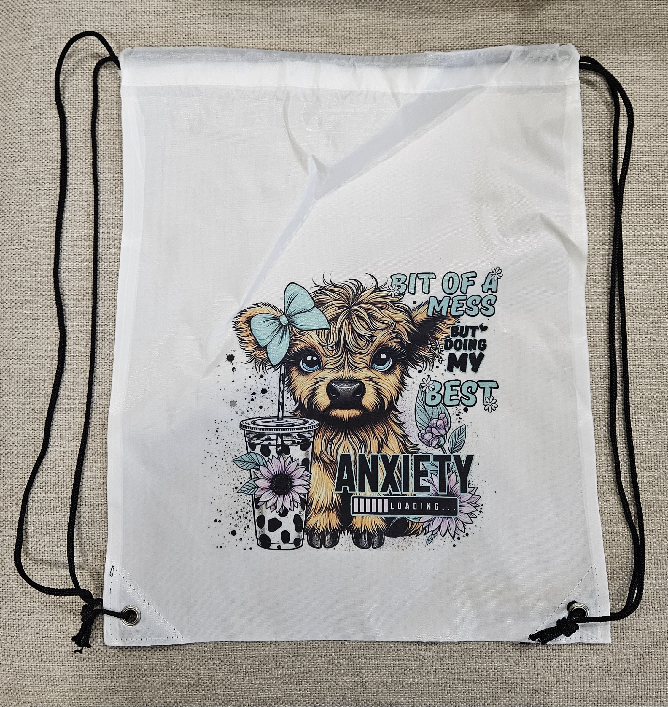 Cute Anxiety-Themed Drawstring Back Pack