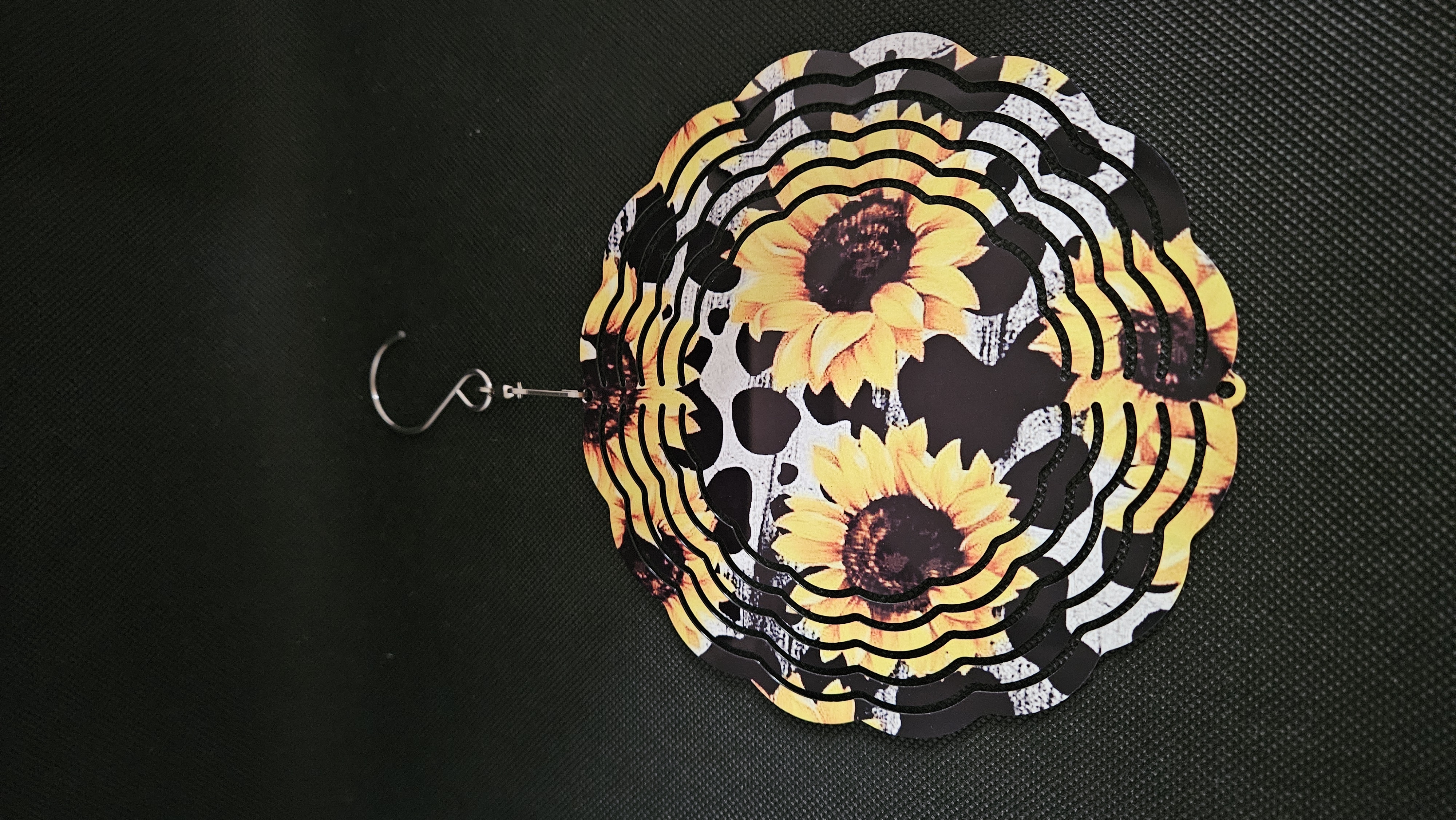 Sunflower Cow Metal Wind Spinner