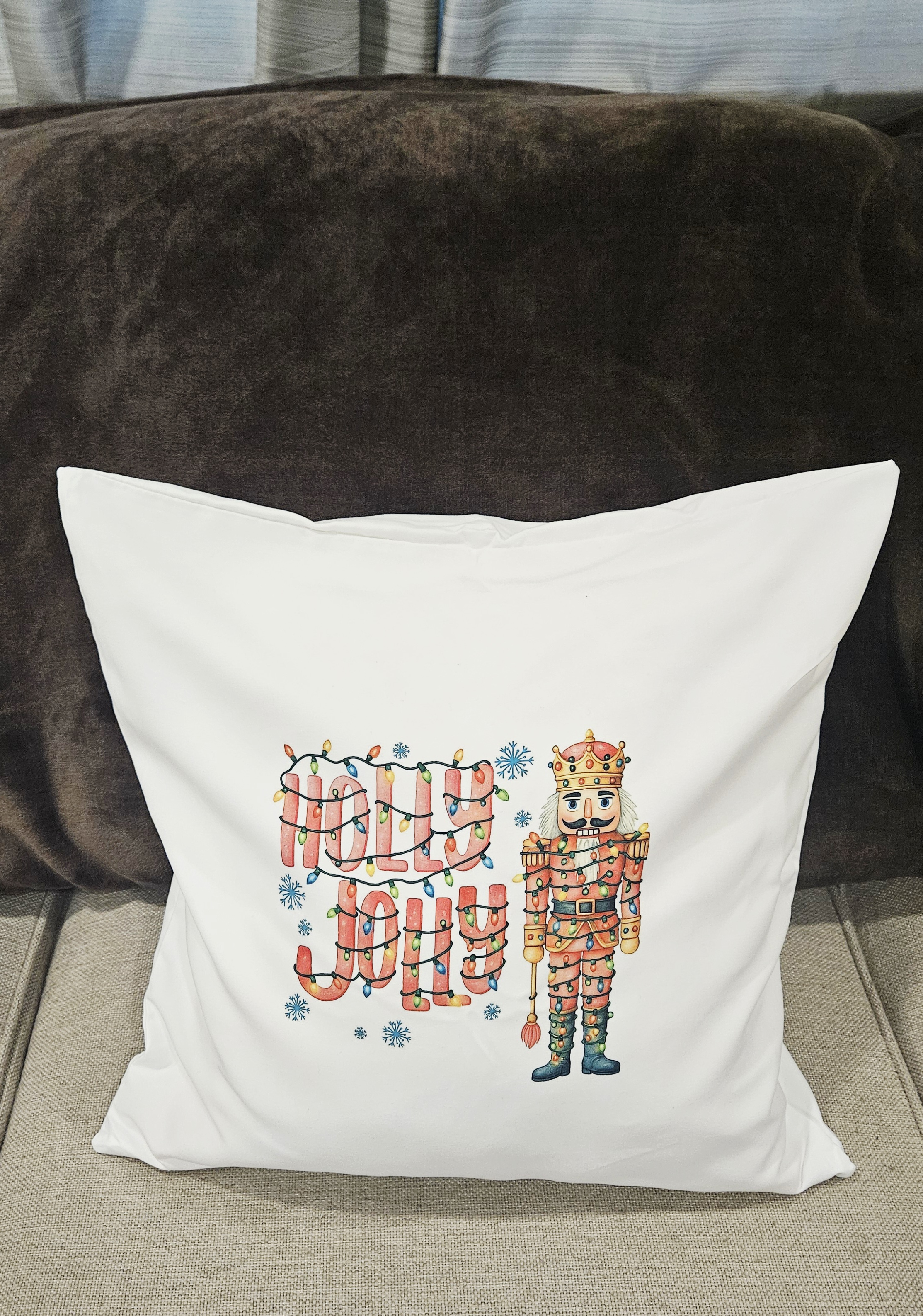 Holly Jolly Nutcracker Decorative Throw Pillow Cover