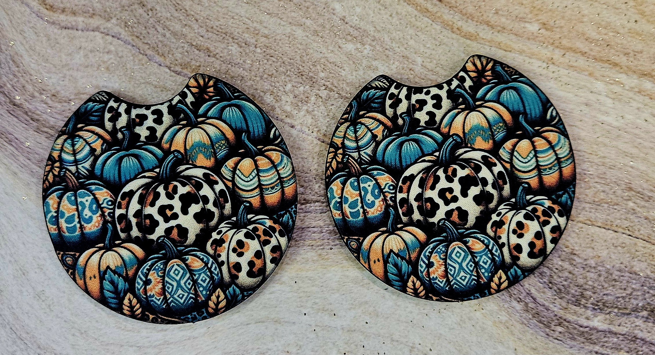 Leopard Pumpkin Car Coasters