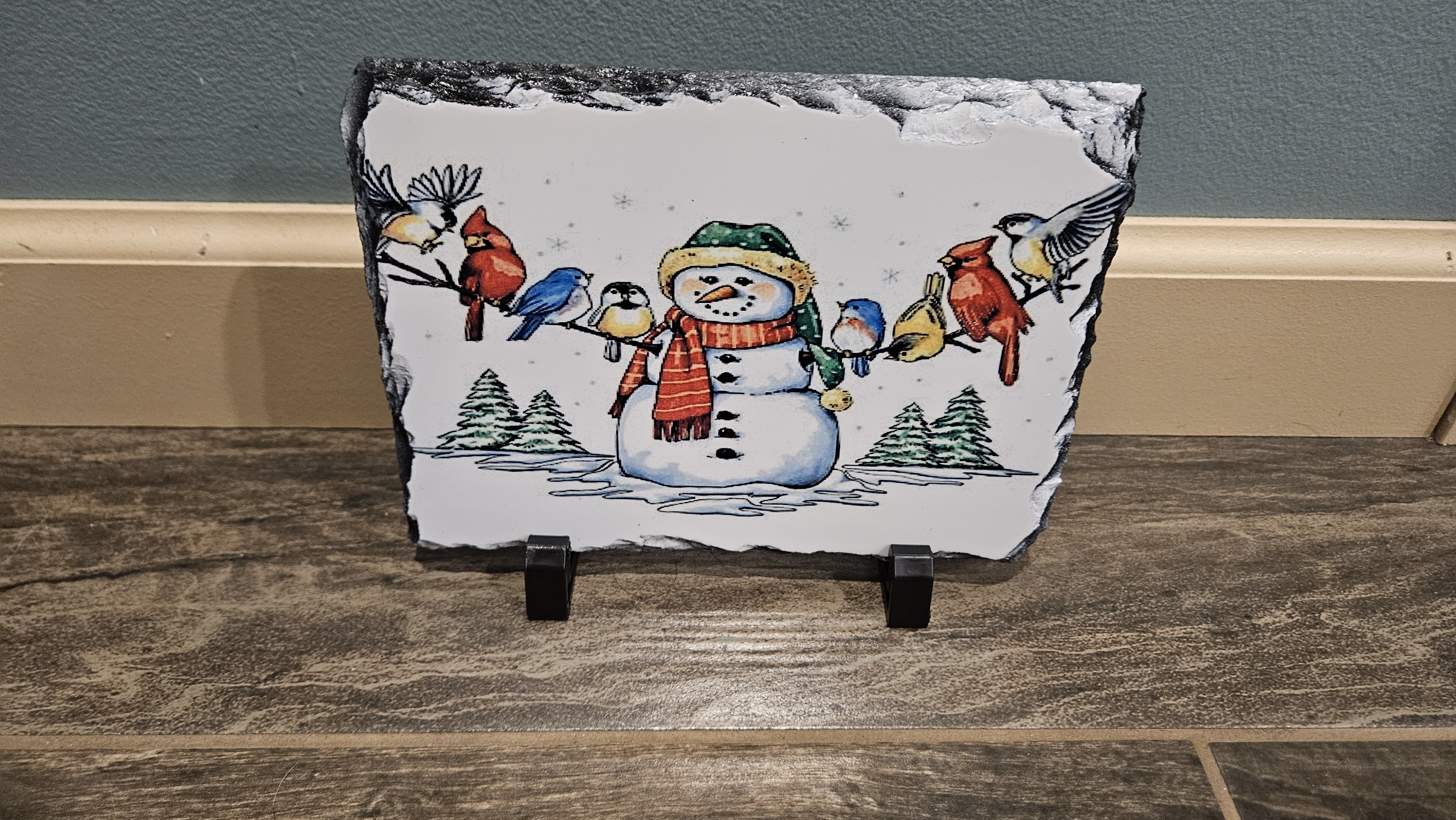 Decorative Snowman Slate Plaque