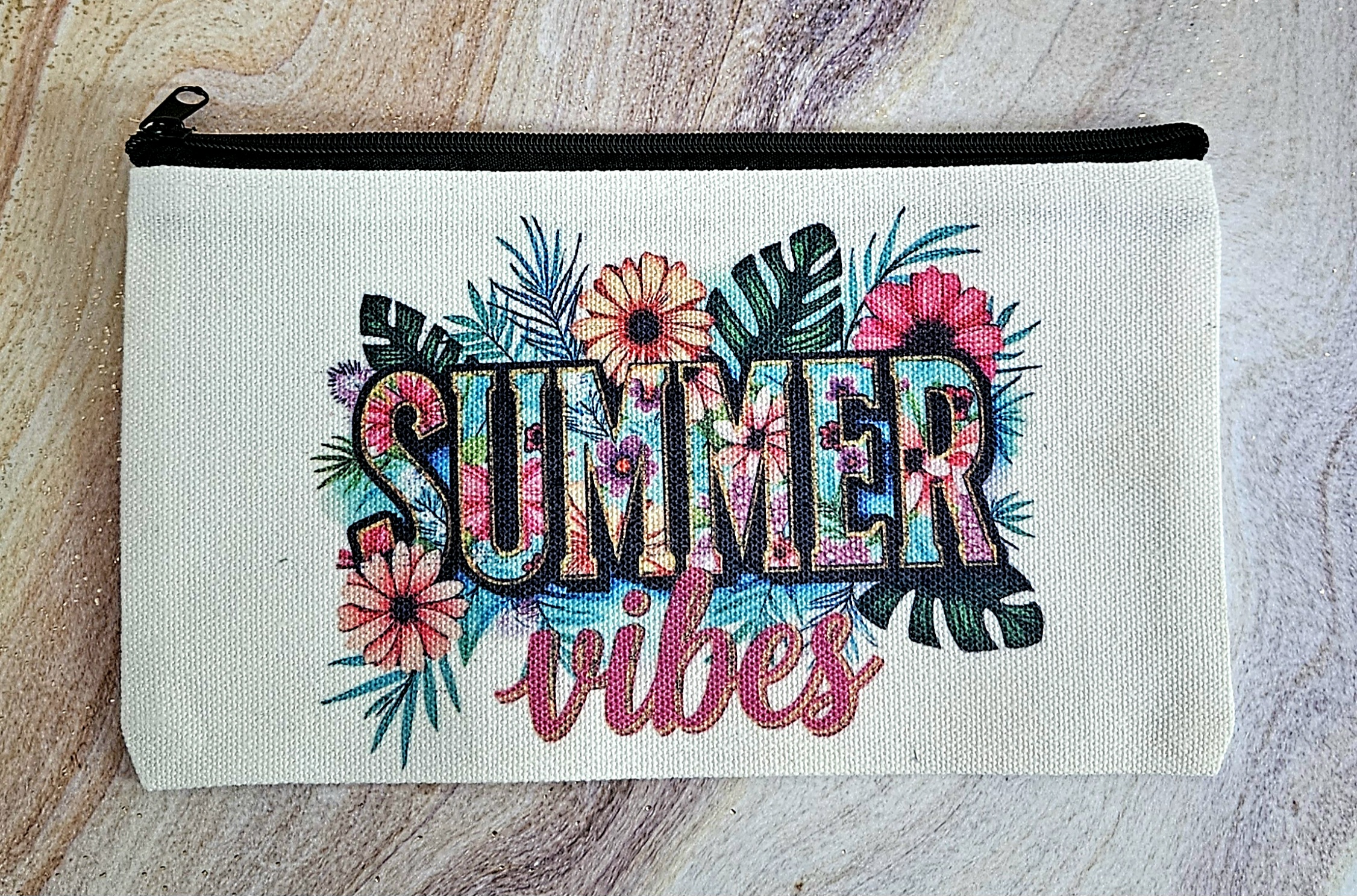 Summer Vibes Canvas Makeup Bag