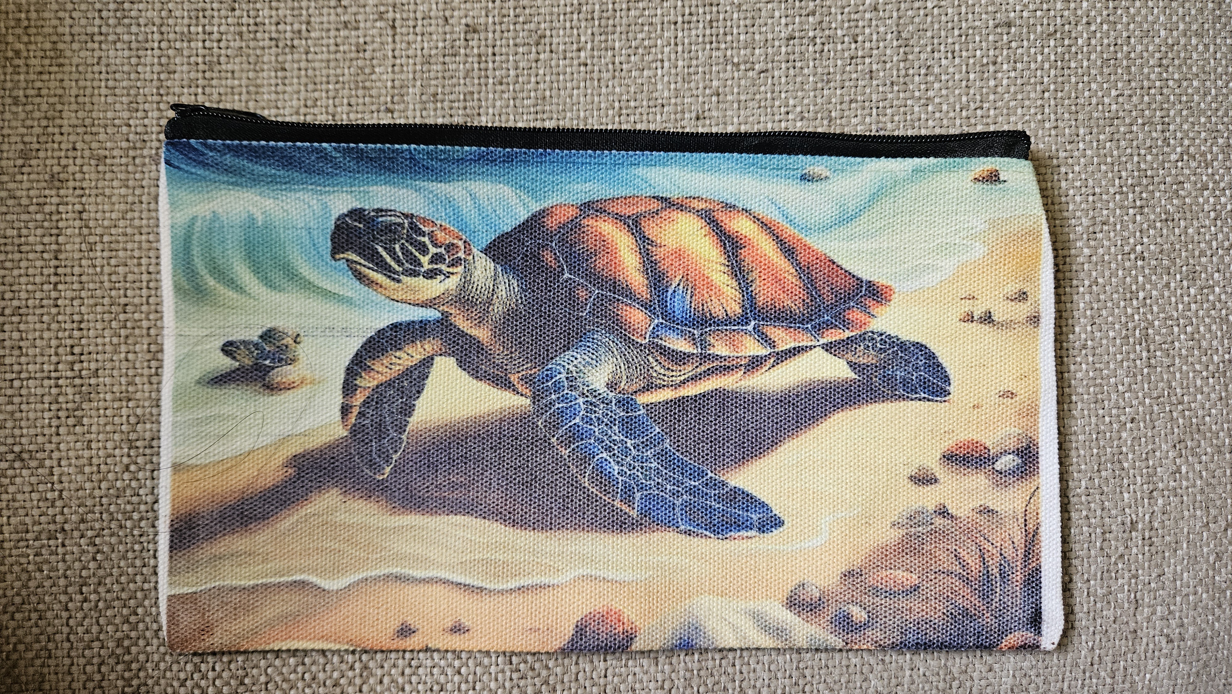 Sea Turtle Print Zipper Makeup Bag