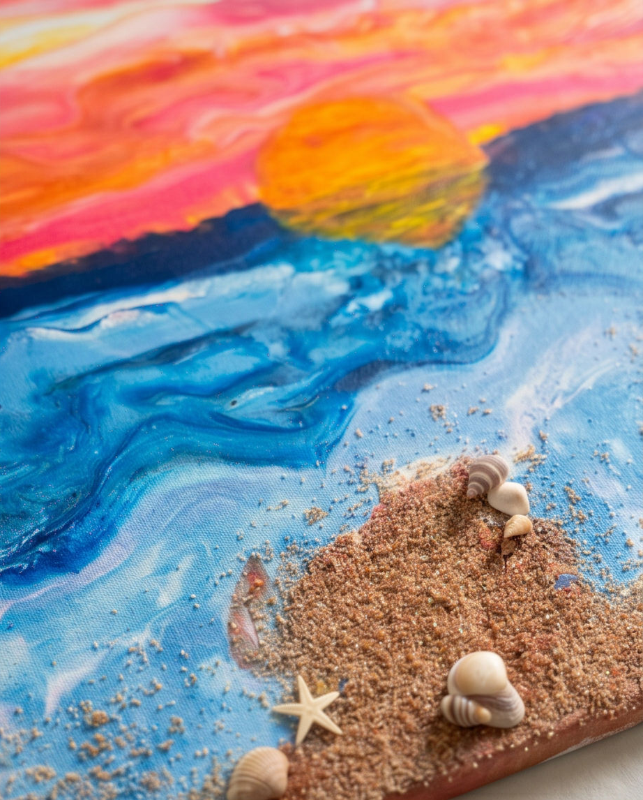Sunset Beach Mixed Media Canvas