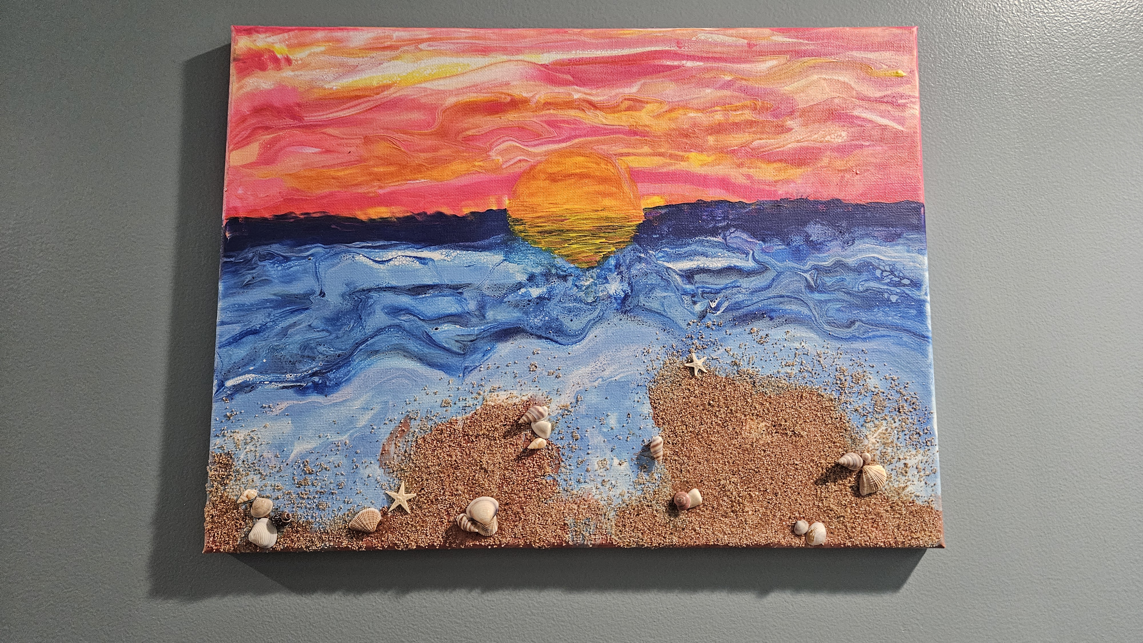 Sunset Beach Mixed Media Canvas