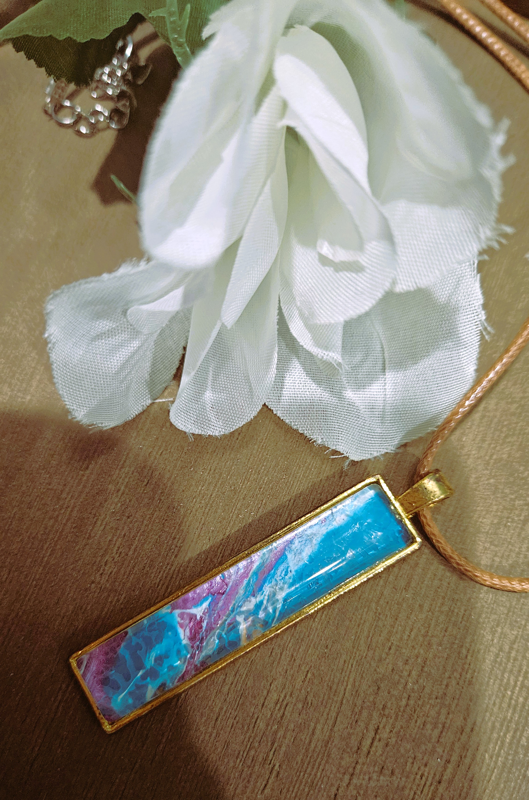 Colorful Rectangular Pendant Necklace