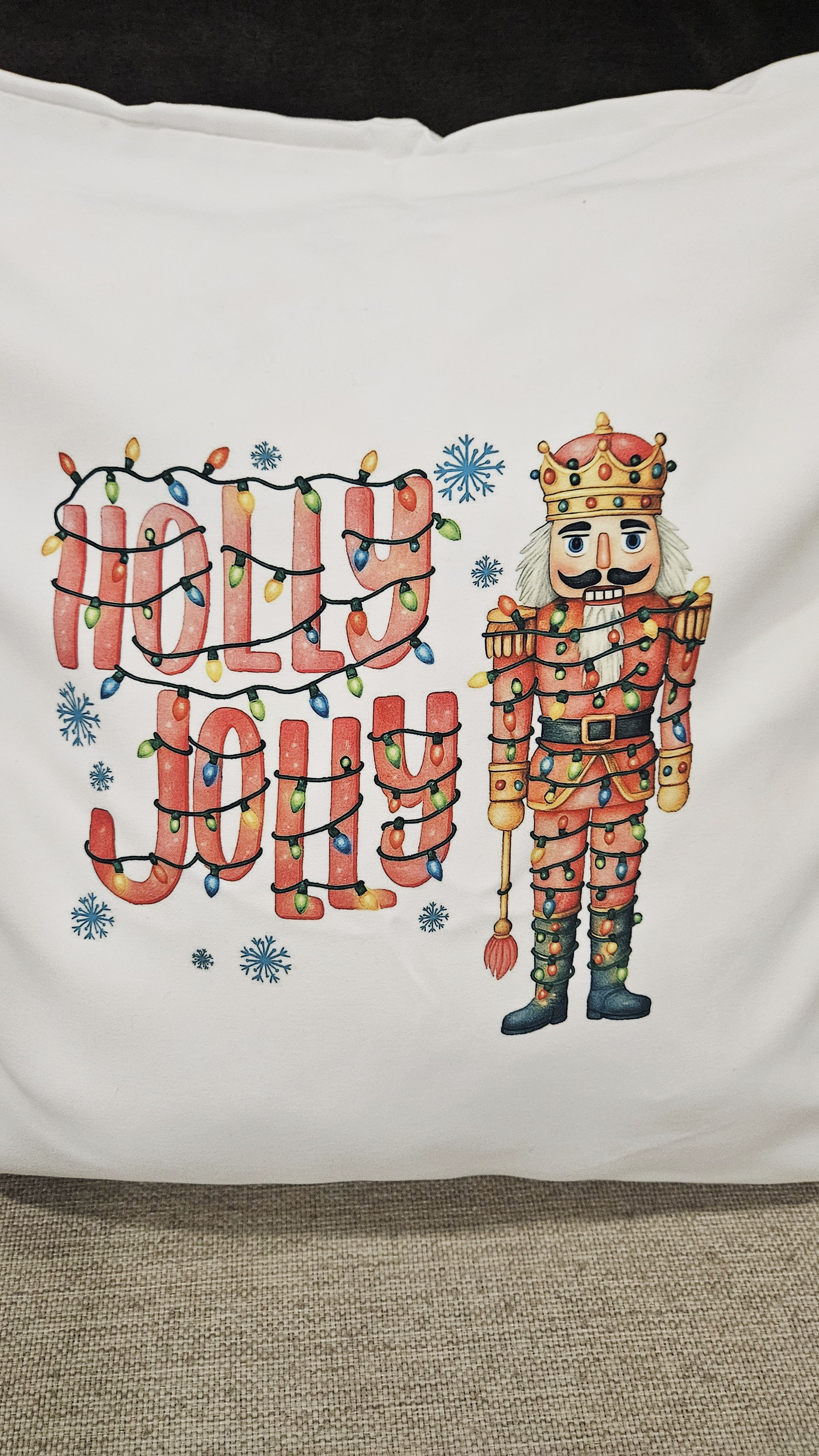 Holly Jolly Nutcracker Decorative Throw Pillow Cover
