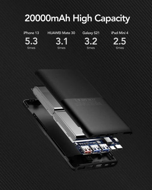 Павербанк Veger S22 супертонкий 20000mAh