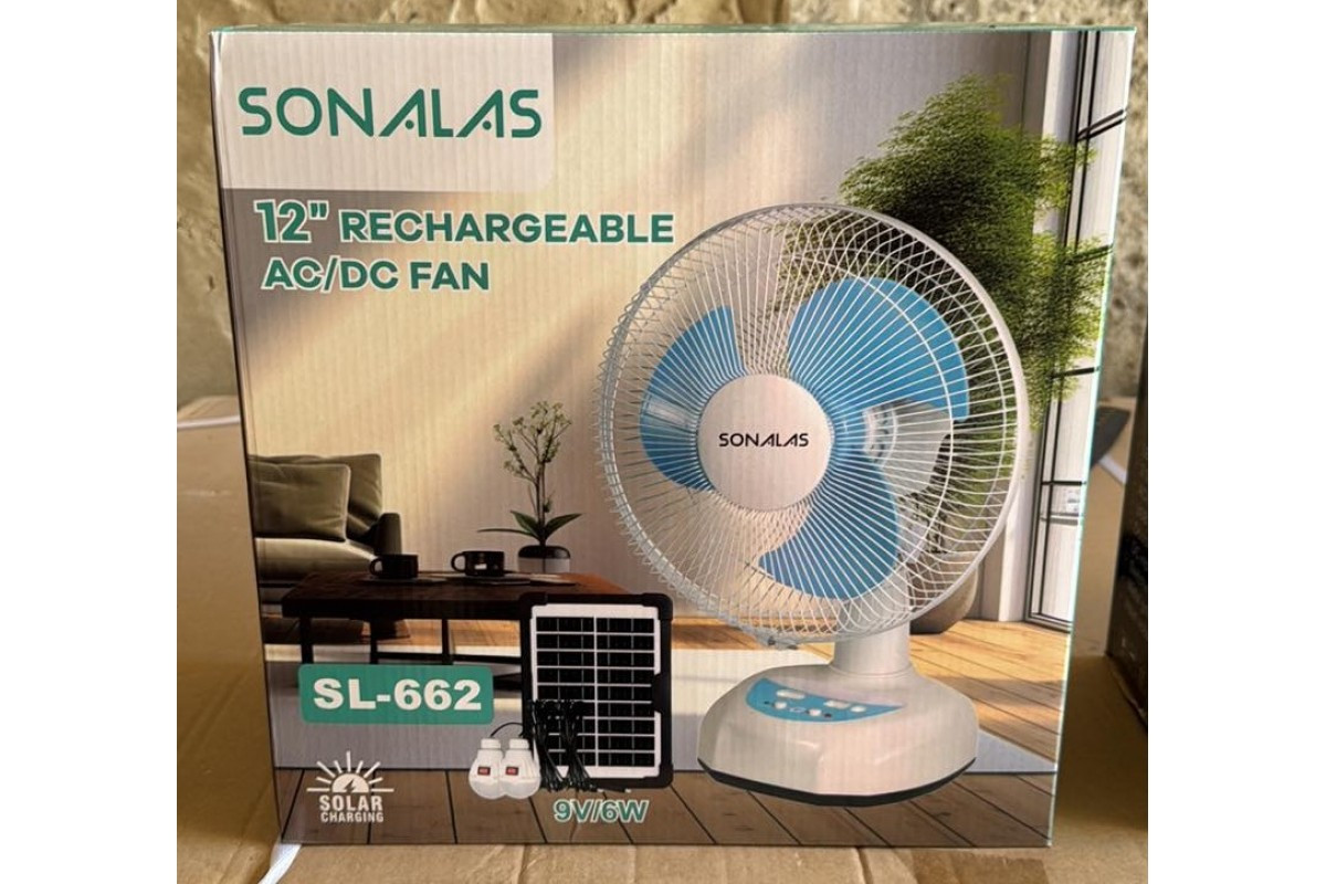 Вентилятор акумуляторний з сонячною батареєю SONALAS SL662