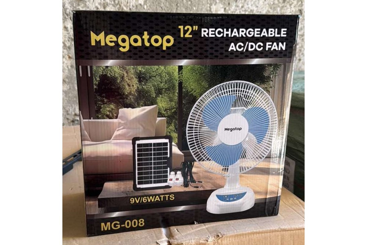 Вентилятор акумуляторний з сонячною батареєю Megatop MG008