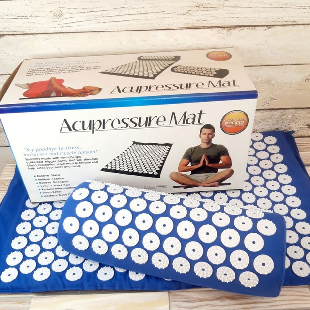 Акупунктурний Масажний Килимок для спини/ніг з подушкою Acupressure Mat Іплікатор Кузнєцова