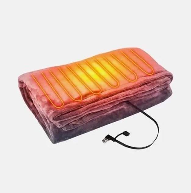 Електроплед ковдра з підігрівом від USB 155×80 см Сірий