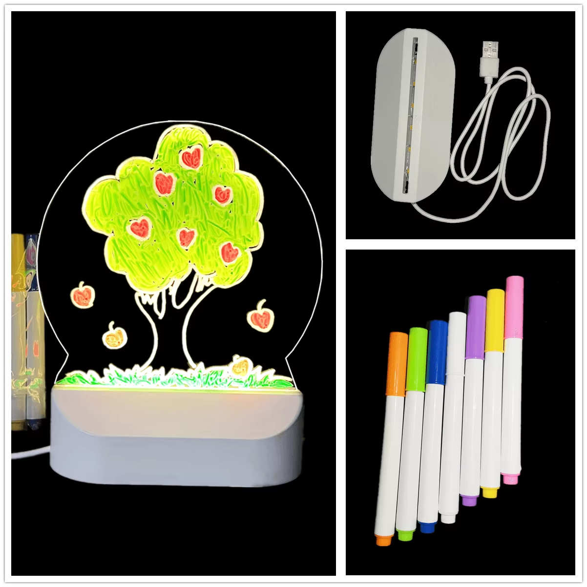 Нічник-дошка акрилова з підсвічуванням та маркерами WordPad