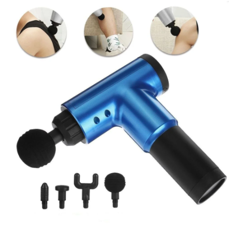 Масажер із акумулятором Fascial Gun на 4 насадки