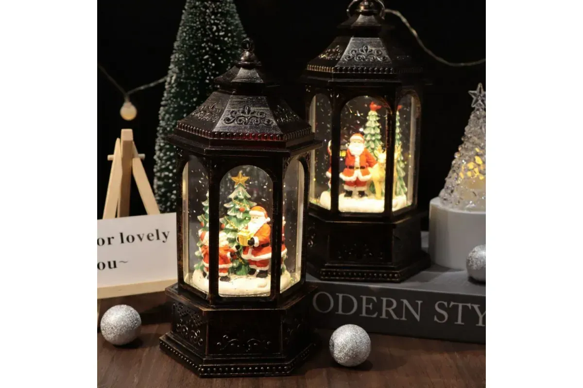 Новорічний сніжний світильник-декор LED “Ліхтар”