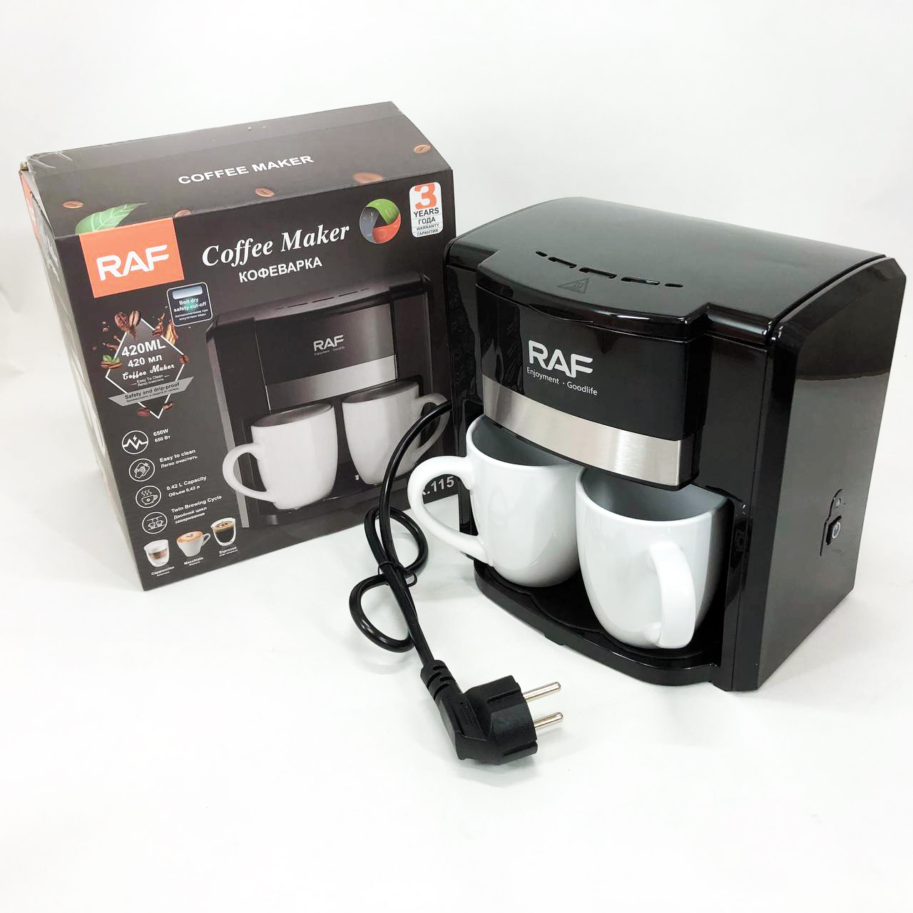 Кавоварка 2 чашки напівавтоматична RAF R.115