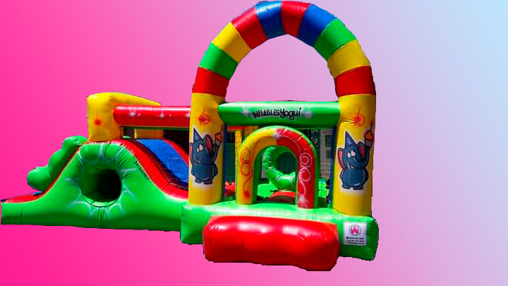 Castillo Inflable 6x3 mts. Arco iris rampa túnel