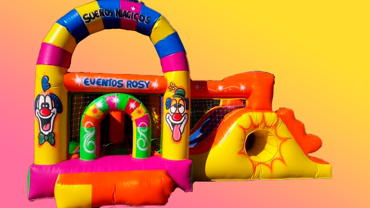 Castillo Inflable 6x3 mts. Arco iris rampa túnel