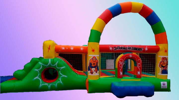 Castillo Inflable 6x3 mts. Arco iris rampa túnel