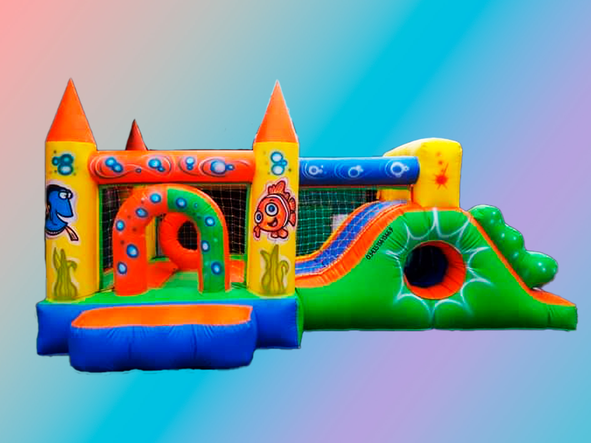 Castillo Inflable 6x3 mts. Rampa túnel punta lápiz