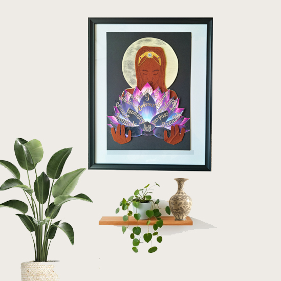 DAAKSTAS: Tranquil Moonlit Meditation - Original Mixed Media Art