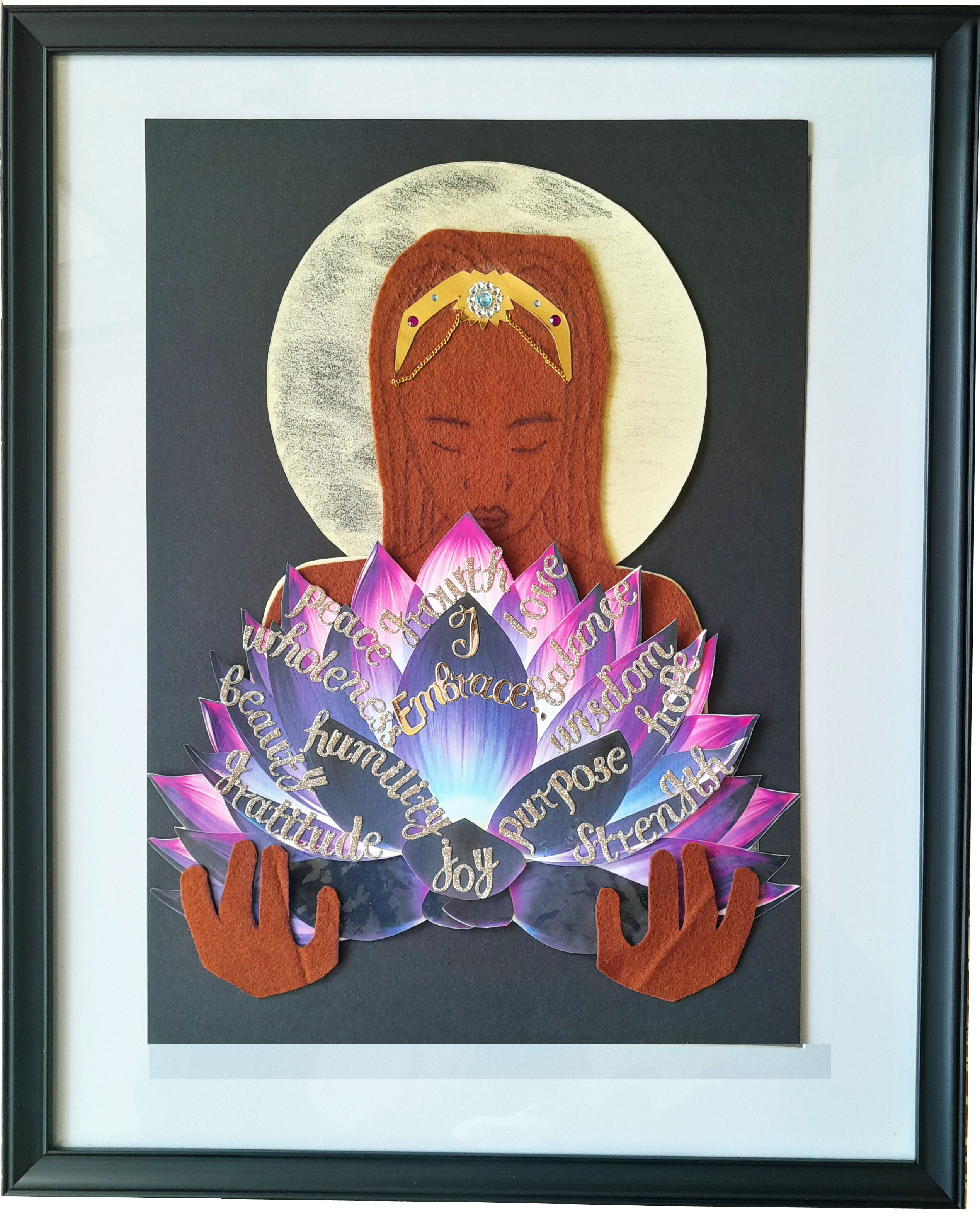 DAAKSTAS: Tranquil Moonlit Meditation - Original Mixed Media Art