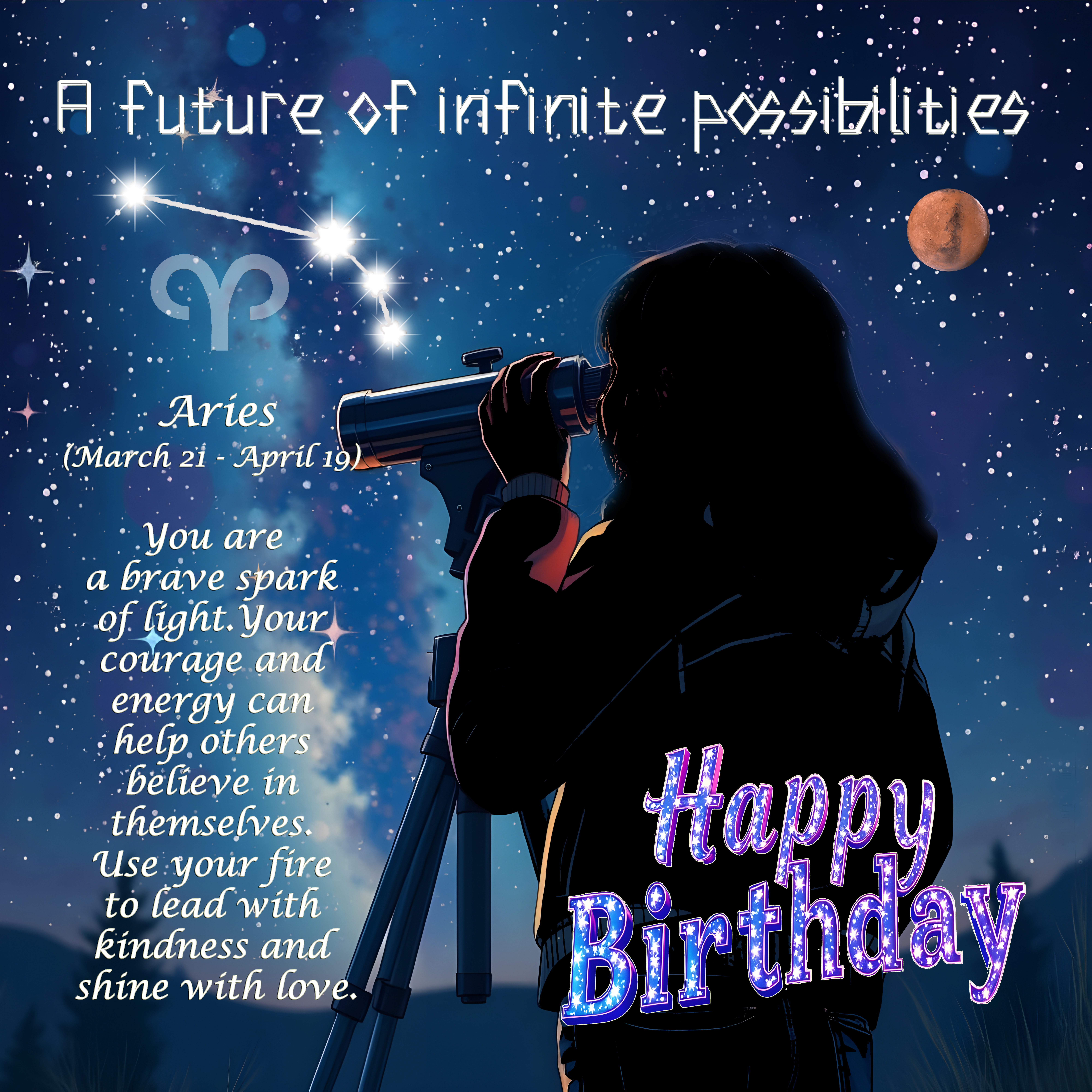 Aries (girl) Birthday Card