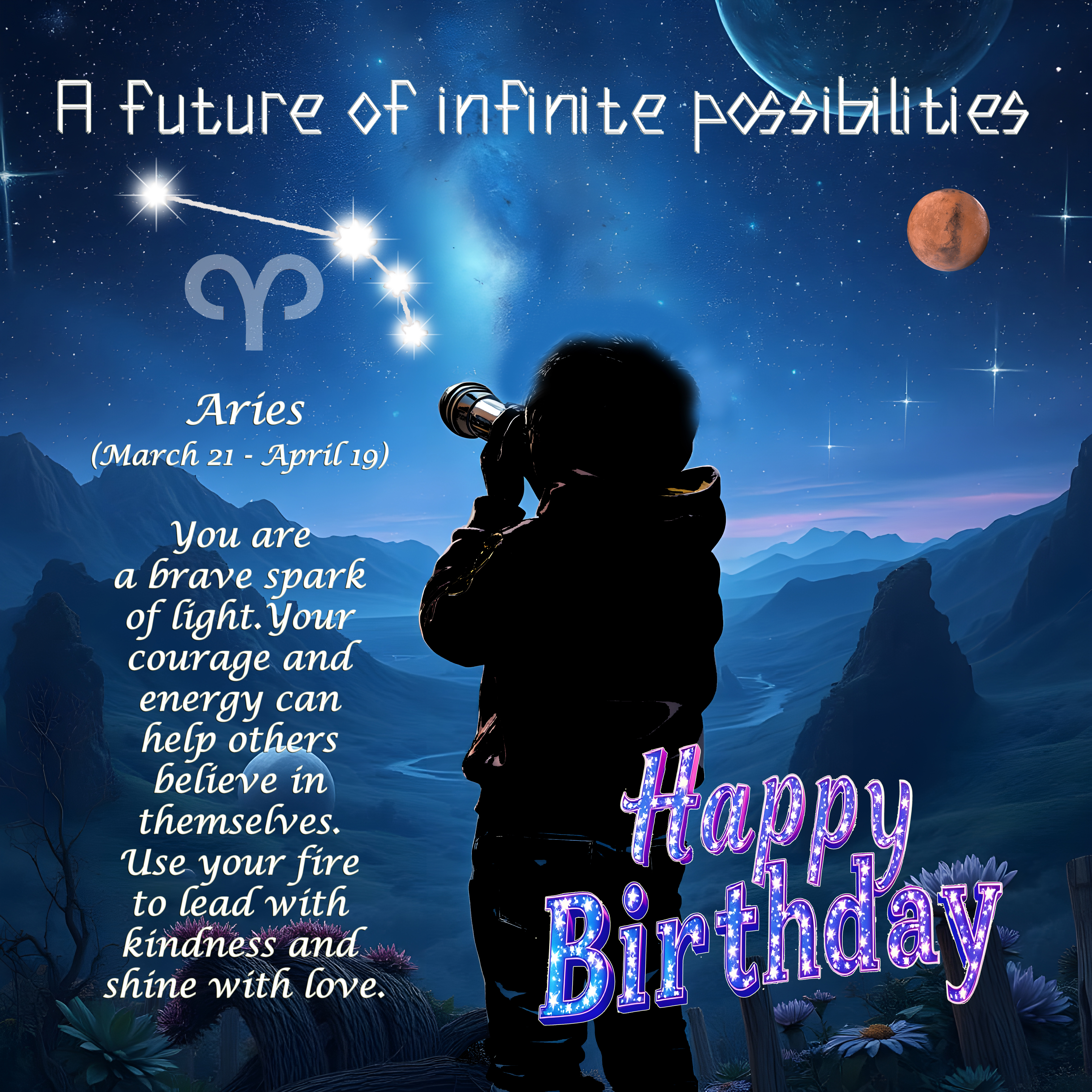 Aries Zodiac Birthday Card (boy)