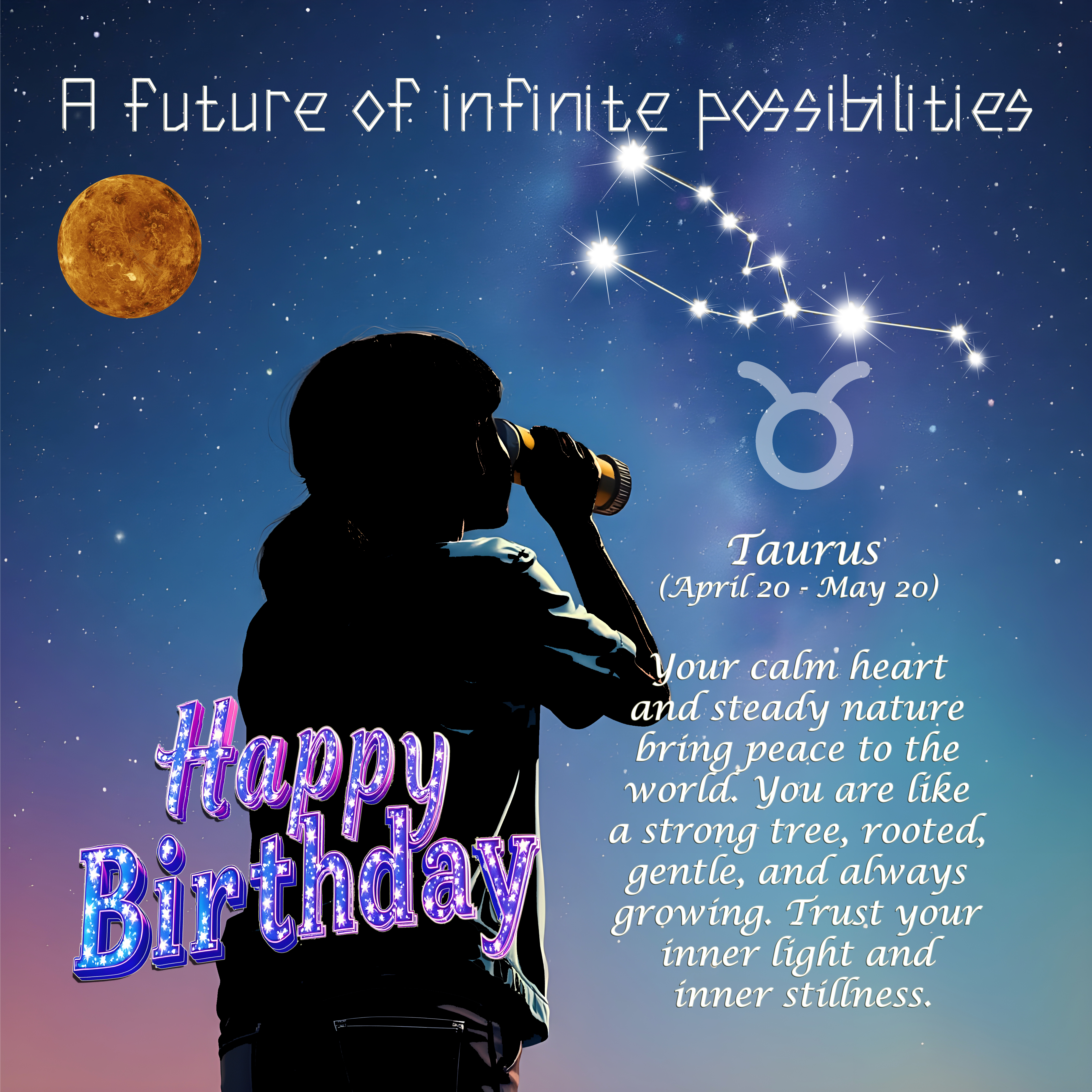 Taurus Birthday Card (Girl)