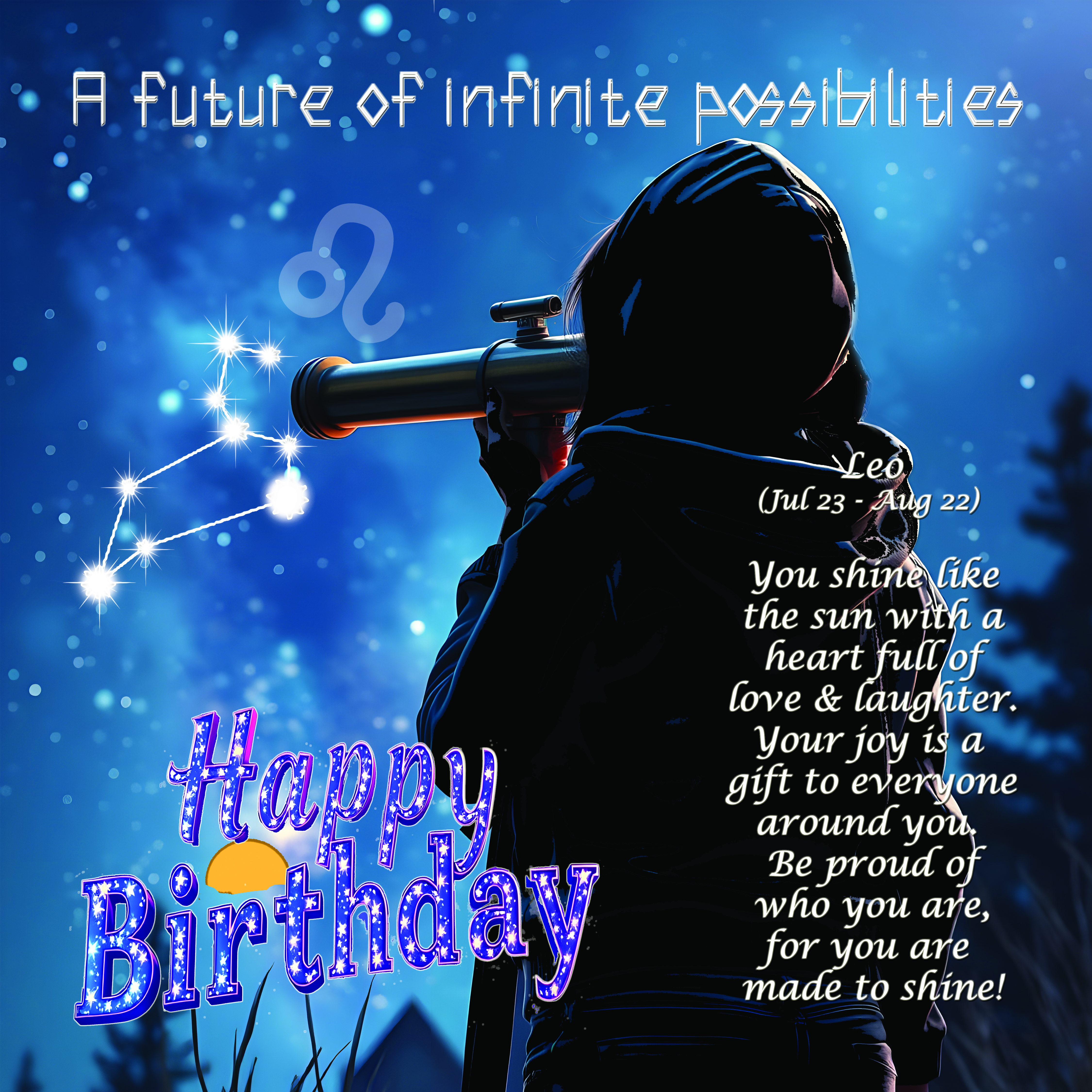 Leo Birthday Greeting Card (girl)