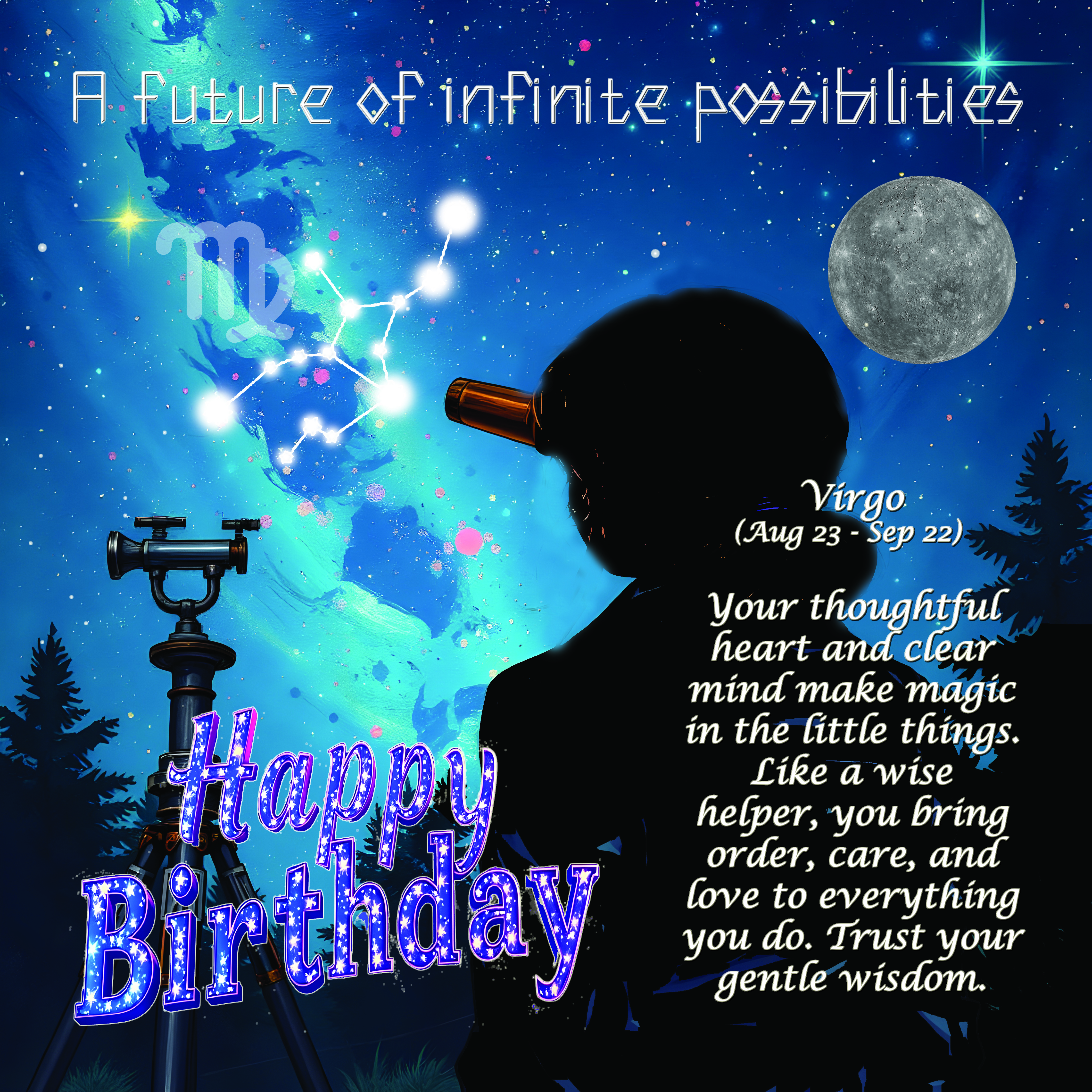 Virgo Birthday Card (girl)