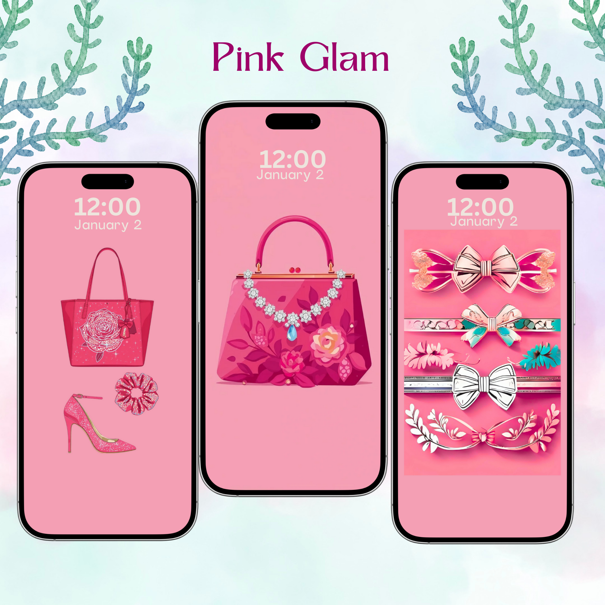 Pink Glam phone wallpapers