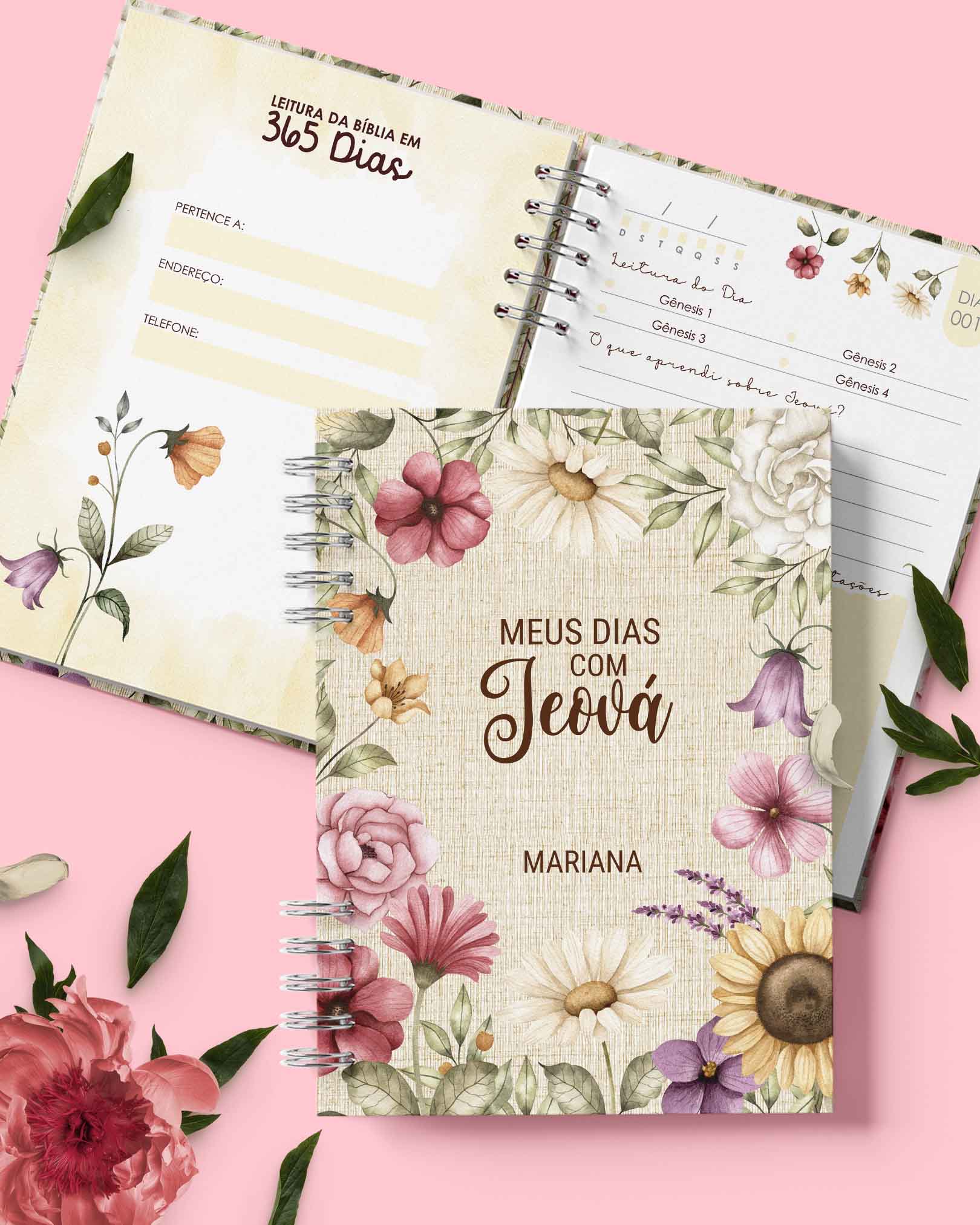 Caderno Floral de Estudo da Bíblia em 365 dias