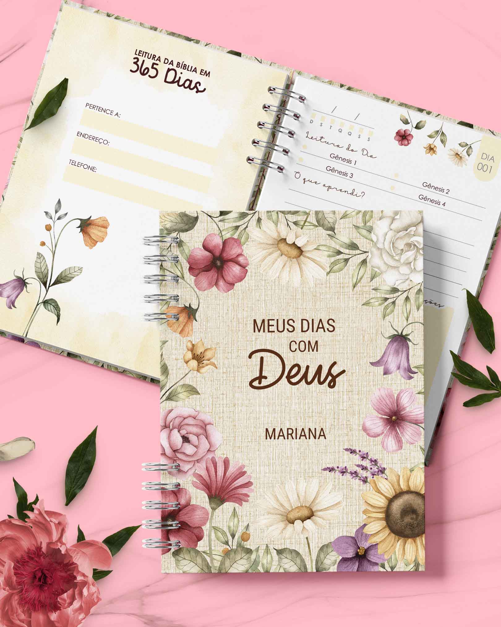 Caderno Floral de Estudo da Bíblia em 365 dias