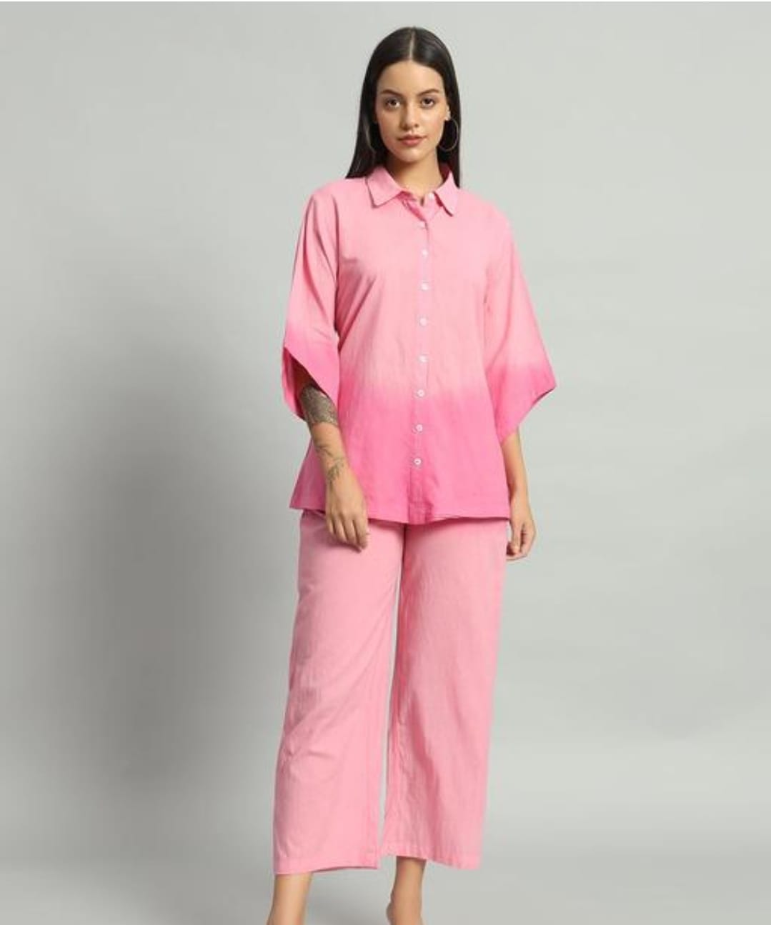 Pink Cotton Two-Piece Co-ord Set