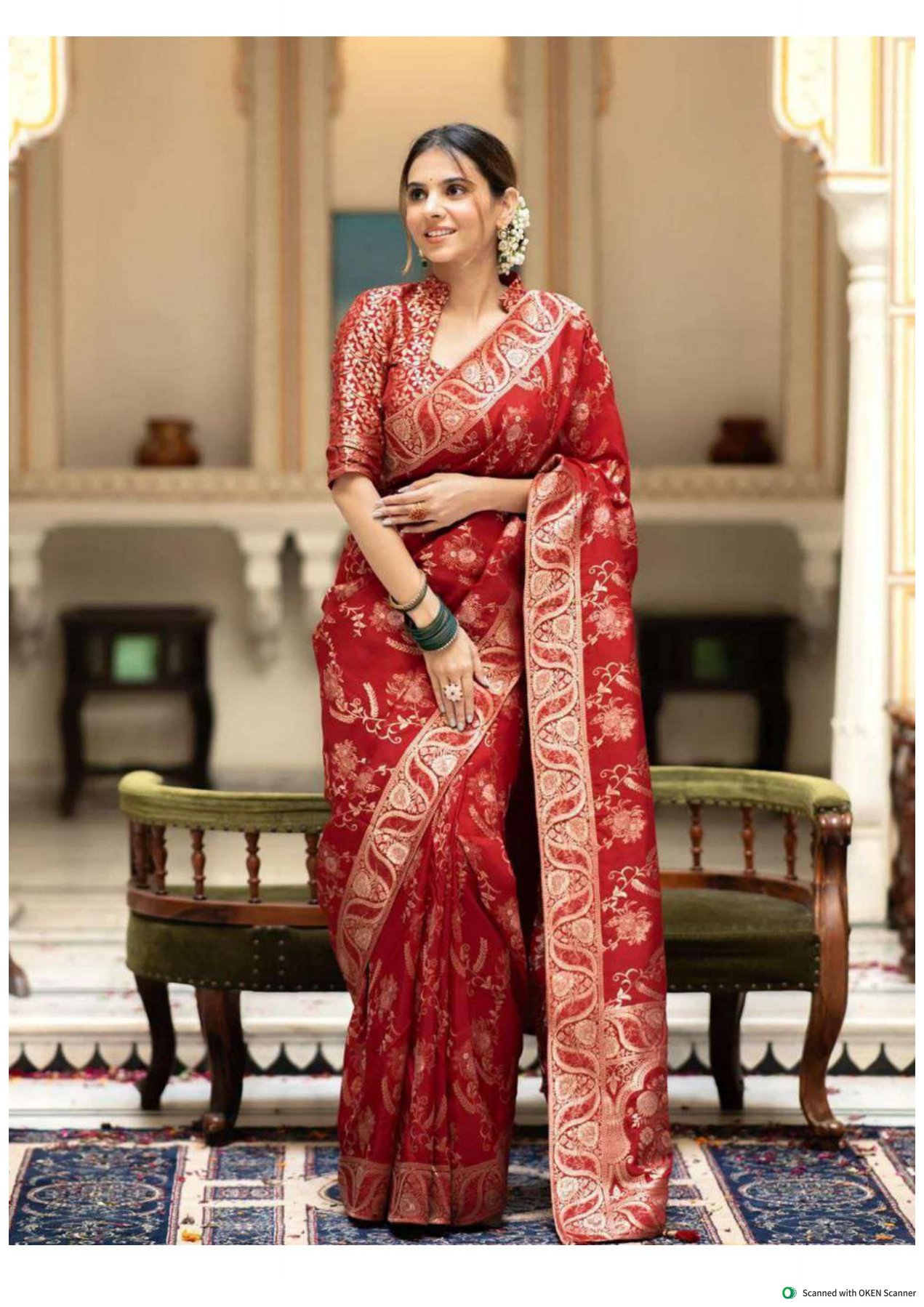 Stylish Red Banarasi Saree
