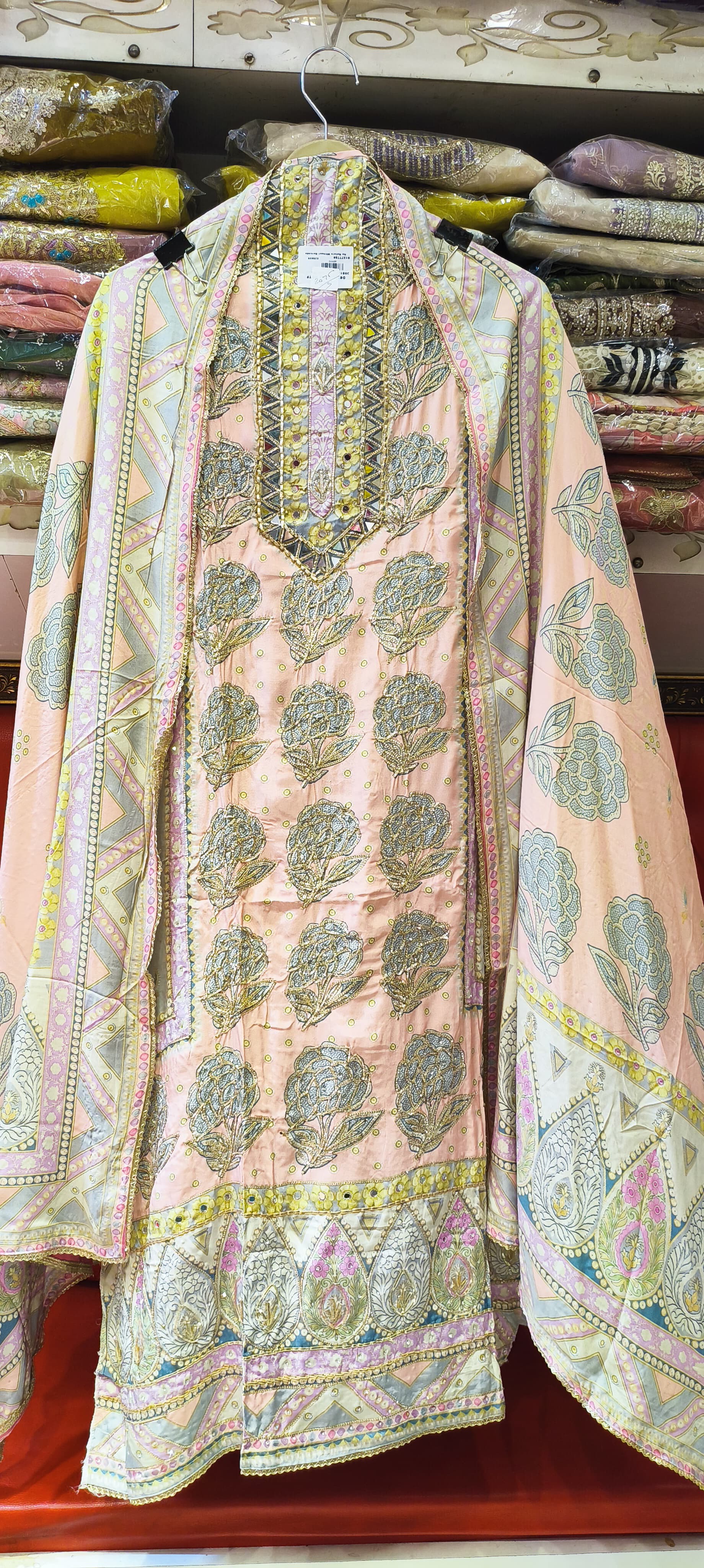 Traditional Party were Glass work Embroidered Un Stitched dress