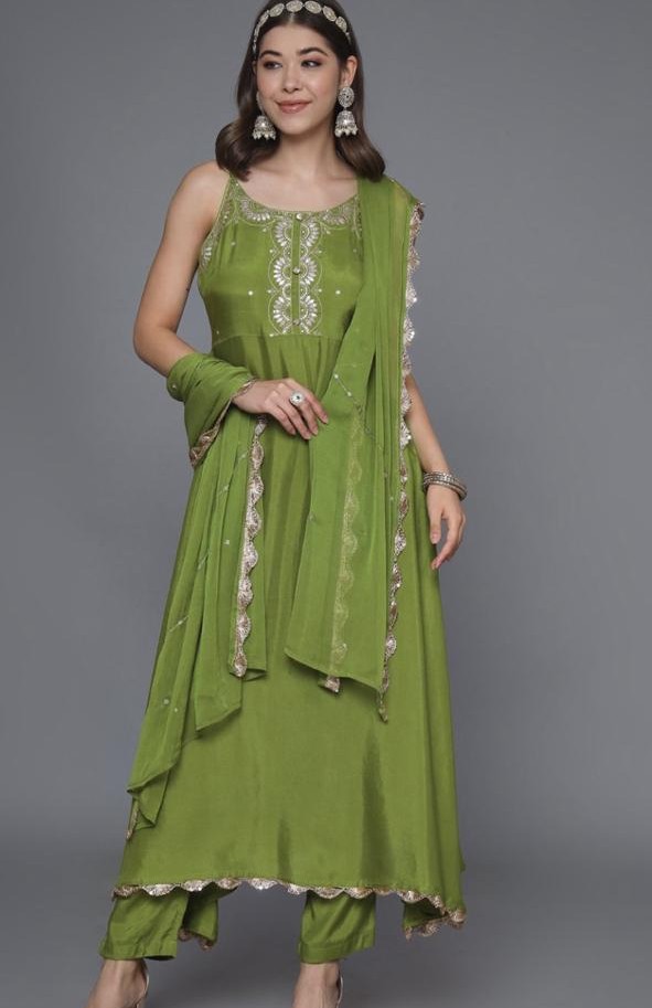 Women Ethnic Motifs Embroidered Kurta with Trousers & Dupatta