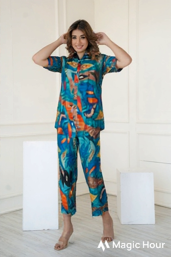 Women's Abstract Printed Coord Set