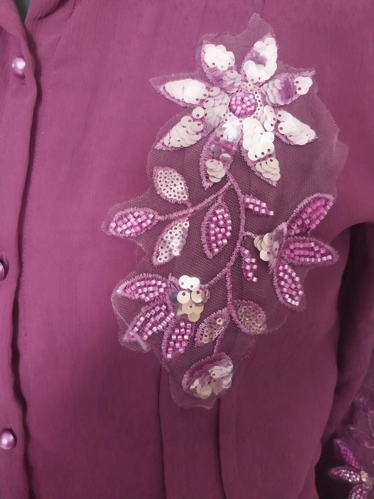 Women's Maroon Embroidered Coord Set