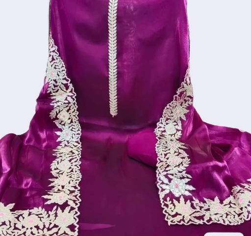 Premium Quality of Jimmy Choo. Organza Leather Work Suit With Dupatta & Bottom