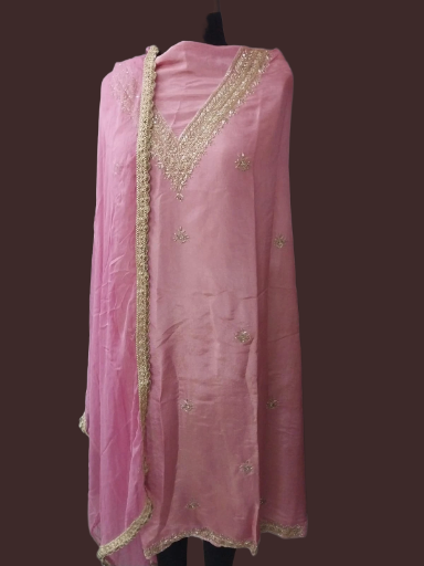 Pink Embroidered stylish ethnic three peice suit