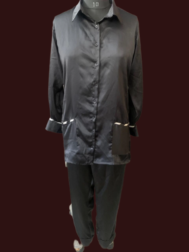Women's Black Imported soft Satin Coord Set