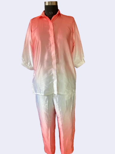 Stylish Pink and White Ombre Coord Set