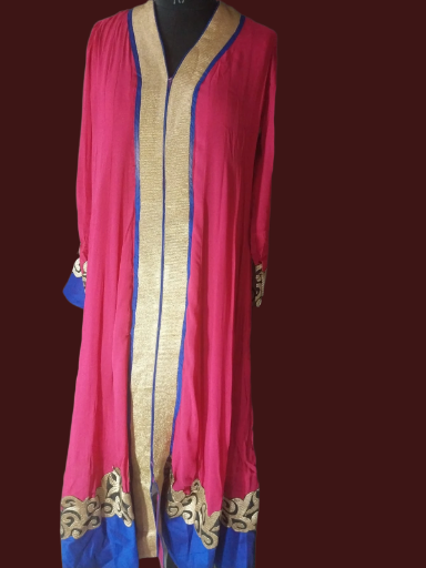 Elegant Magenta and Beige Maxi Dress