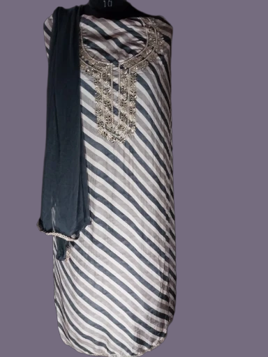 Stylish Striped cool Unstitched Kurta Set