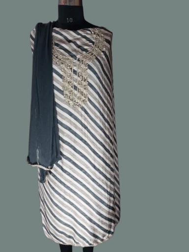 Stylish Striped cool Unstitched Kurta Set