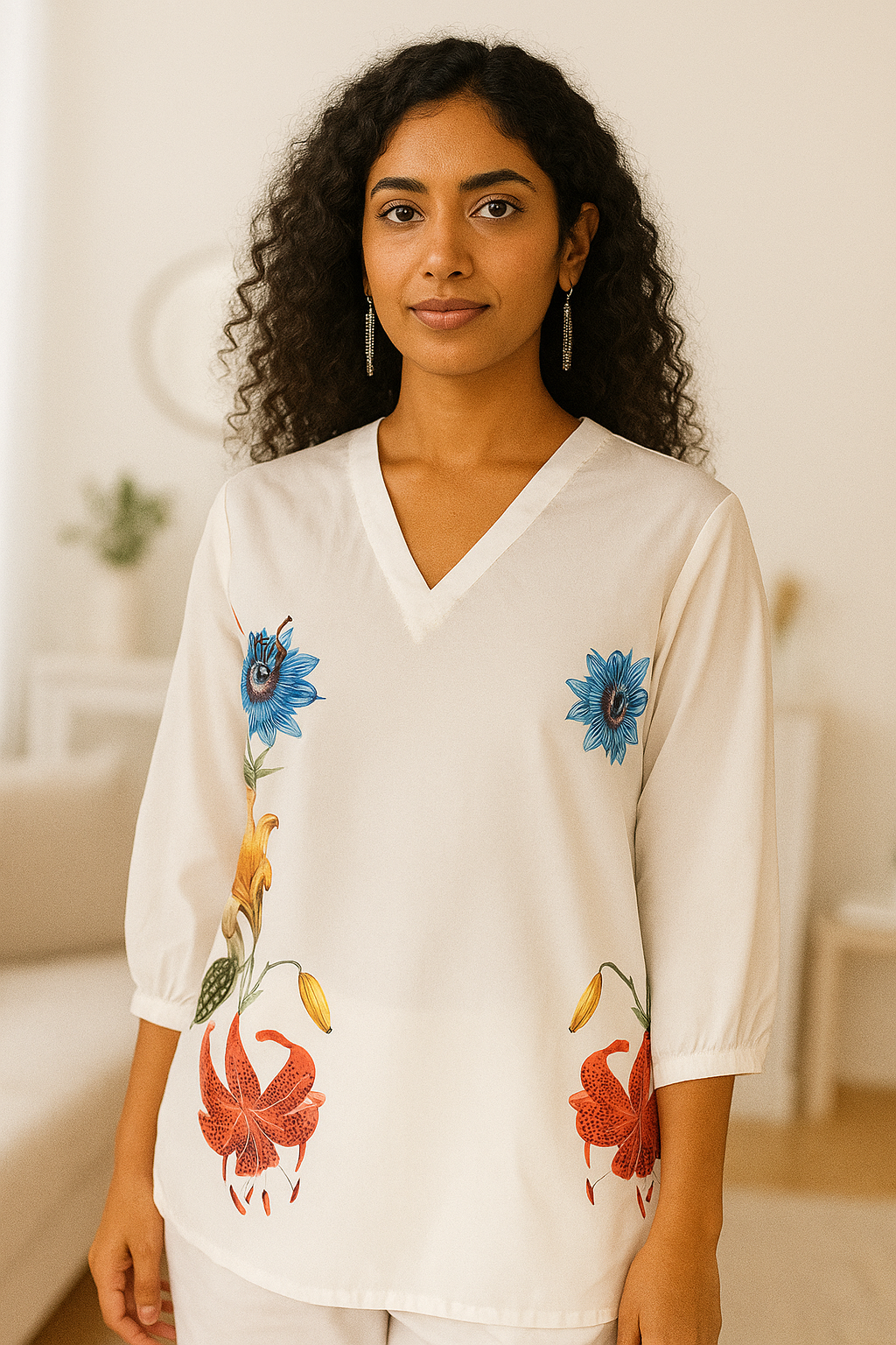 White Floral Embroidered Top
