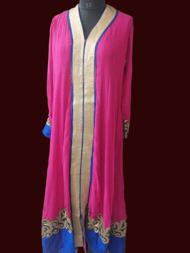 Elegant Magenta and Beige Maxi Dress