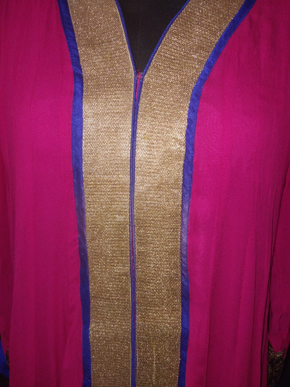Elegant Magenta and Beige Maxi Dress
